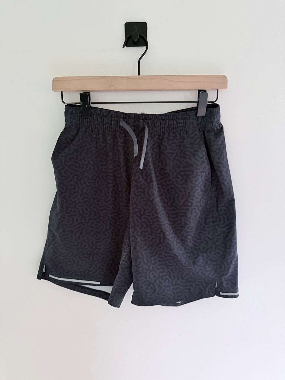 Bearbottom Run Short v2 Maze Pattern Graphic Print Black Gray Shorts-Size S